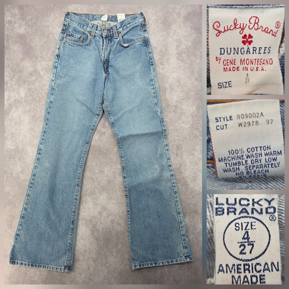 Vintage 90s Lucky Brand Dungarees Bootcut Jeans Size 4/27 Light Wash 809002A